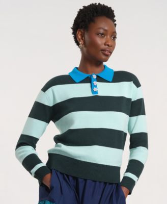 Women's Long-Sleeve Collared Knitted Sweater