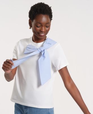 Women's Short-Sleeve Bow Knit T-Shirt