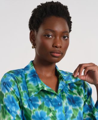 Women's Long-Sleeve Collared Maxi Dress