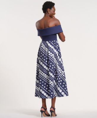 Women's Off-The-Shoulder Printed Maxi Dress