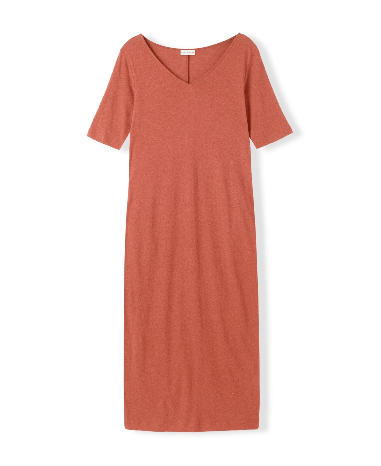 Women's Linen Blend V-Neck Midi Dress