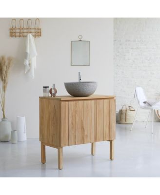 Jill vanity unit in teak wood 80