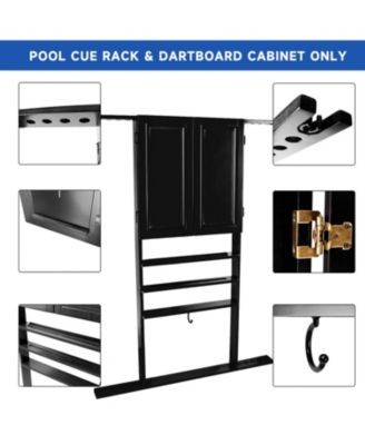Wood 10 Billiard Pool Cue Rack & Dart Board Cabiner Combination Rack Only