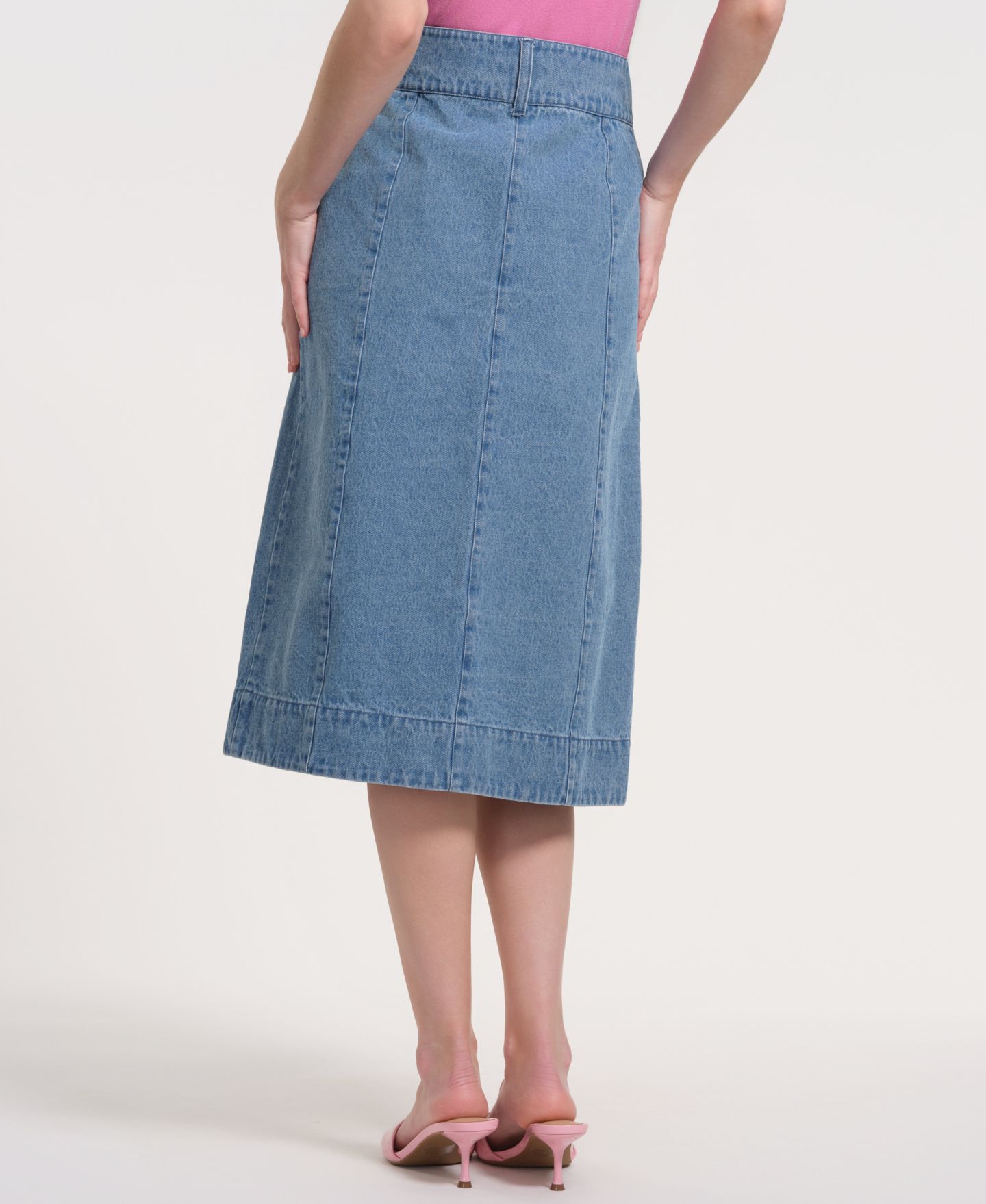 Женская юбка Isaac Mizrahi Button-Front Denim Maxi, цвет: Midwash — фото 4