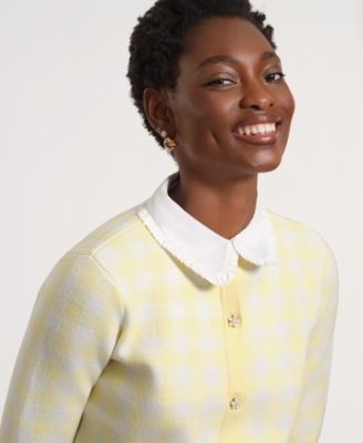 Women's Long-Sleeve Gingham Cardigan