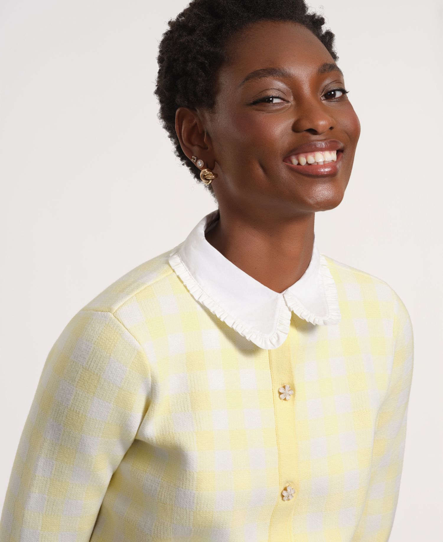 Women's Long-Sleeve Gingham Cardigan