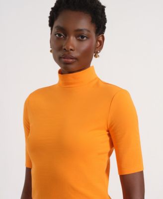 Women's Short-Sleeve Turtle Neck Knitted Top