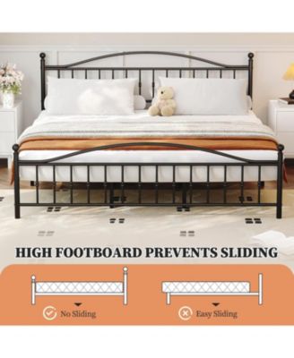 King Size Metal Platform Bed Frame with Victorian Style Wrought Iron-Art Headboard and Footboard,Mattress Foundation,Under Bed Storage,Noise
