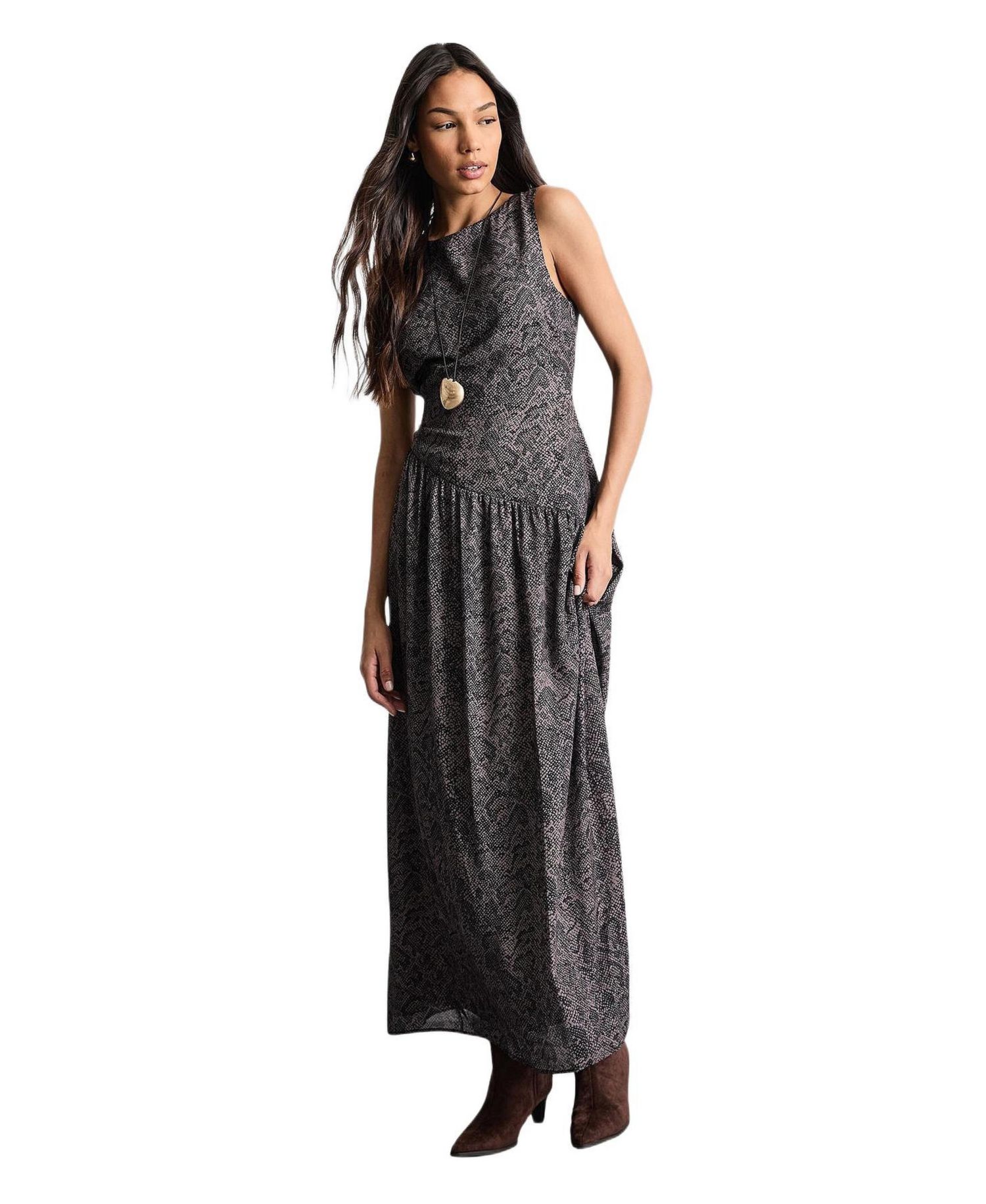 Women's Printed Chiffon Tiered Maxi Dress