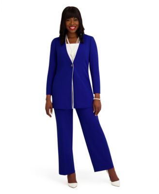 Women's Collarless Topper with Flat Piping Button-Front Blazer