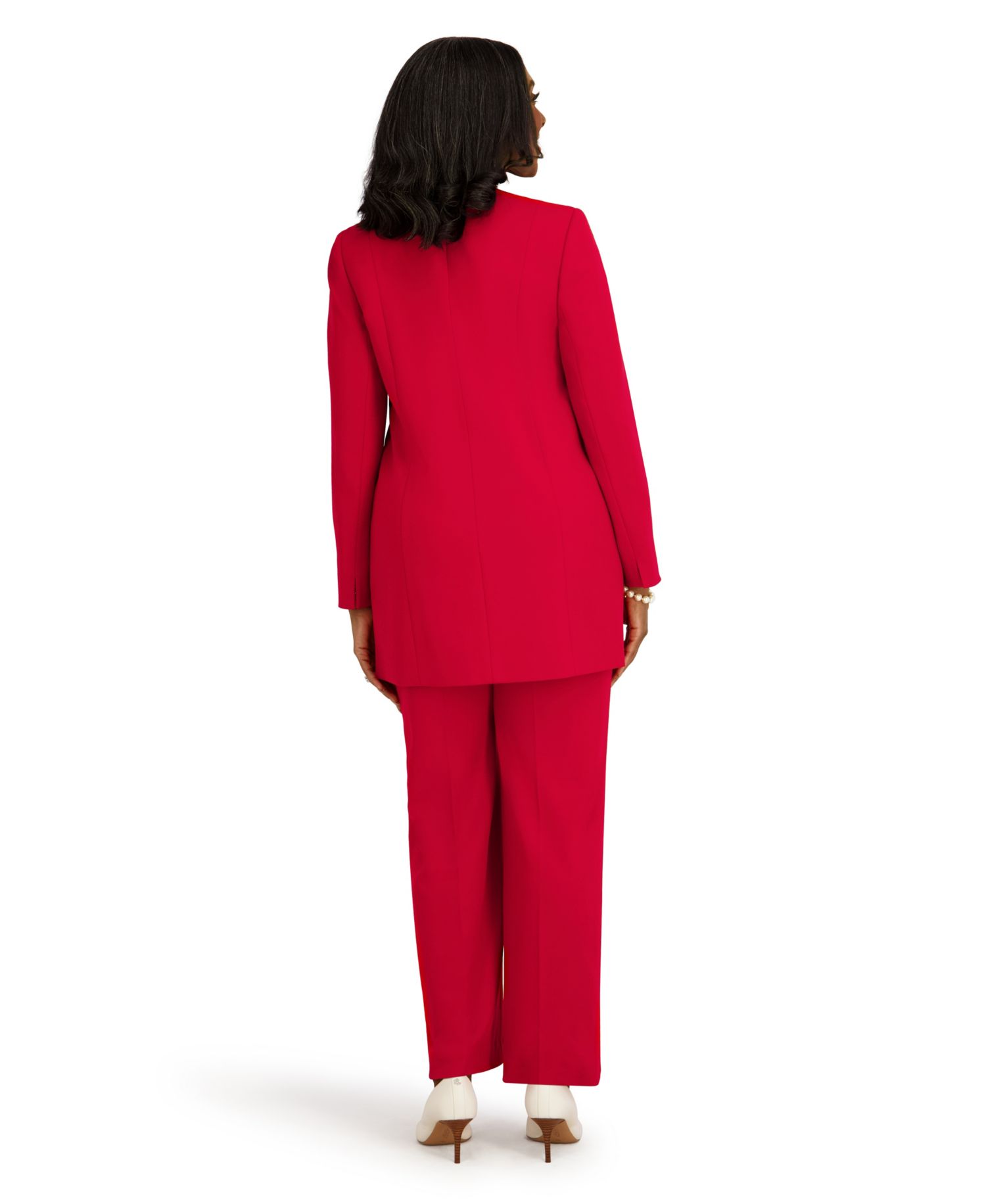 Women's Collarless Topper with Flat Piping Button-Front Blazer