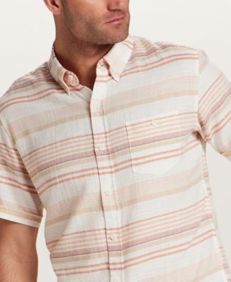 Men's Twill Stripe Short-Sleeve Button-Down Cotton Shirt