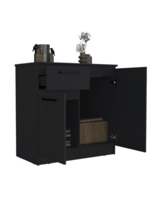 Premium Idaho Dresser with 2 Door Cabinets and 1 Drawer Black Finish Compact Storage Solution for Bedroom Living Room
