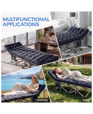 Folding Camping Cot with Removable Cotton Mattress for Office, Home and Beach, 600 lbs