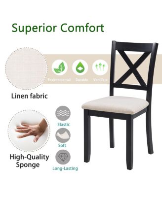 Wooden Dining Chairs Set of 4 with Padded Seat