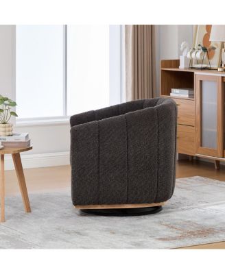 31.89" Wide Modern Chenille Swivel Chair, Upholstered Barrel Armchair for Living Room, Office