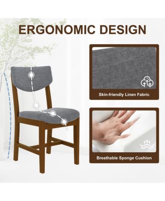  4-Piece Rustic Farmhouse Dining Chair - Solid Wood Fabric Cushion