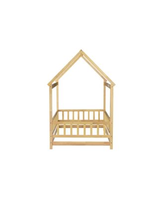 Streamdale Twin Size House Floor Bed with Roof Frame & Guardrails
