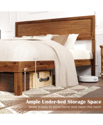 Platform Bed Frame with Headboard and Wooden Slat Support