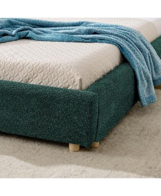 Modern Queen Green Fabric Bed with Headboard
