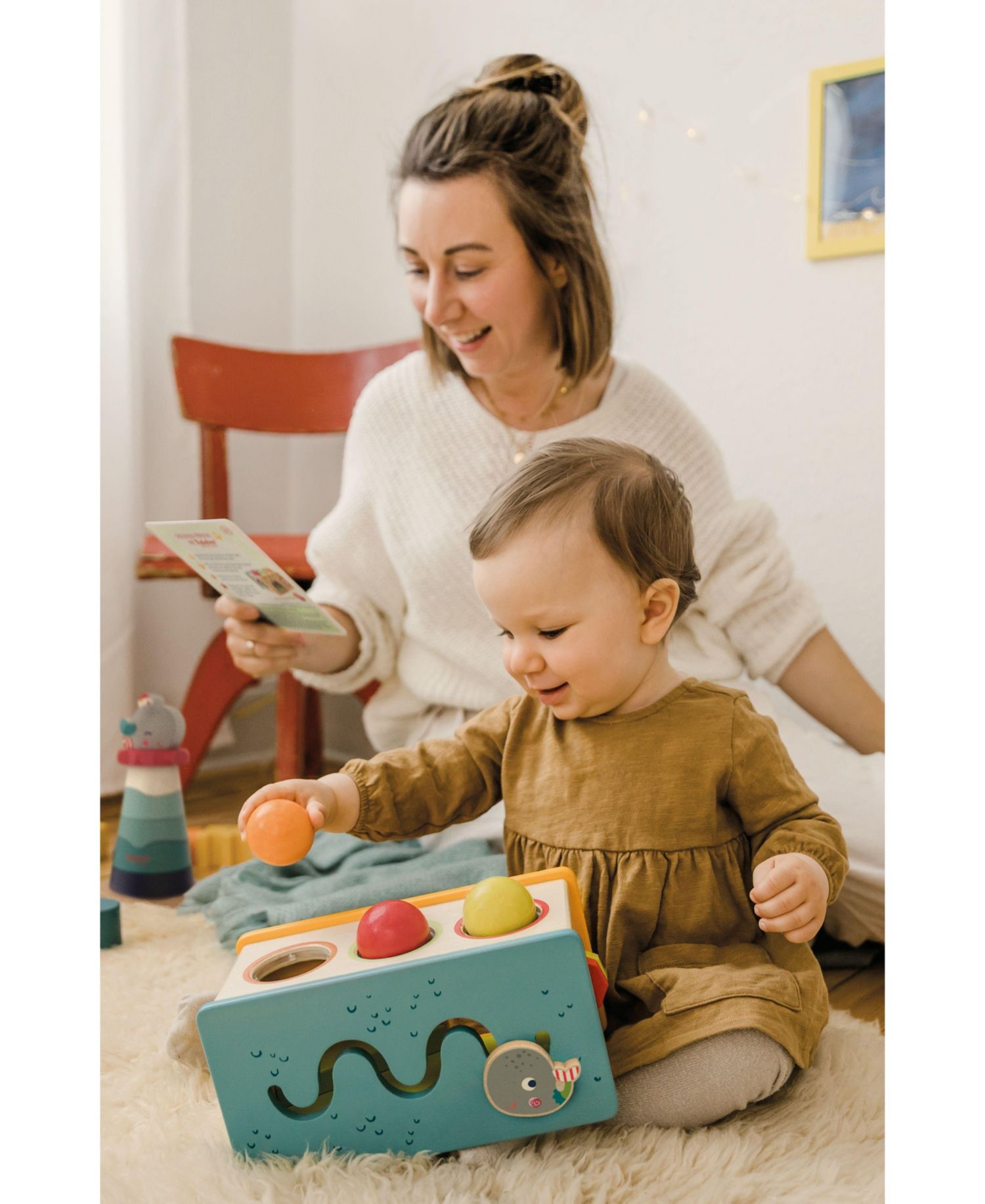 Little Castle Pound and Roll Montessori-Inspired Wooden Toy, 5-Piece Set