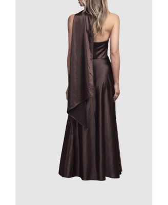 Women's Satin Scarf Detail Maxi Bridesmaid Dress