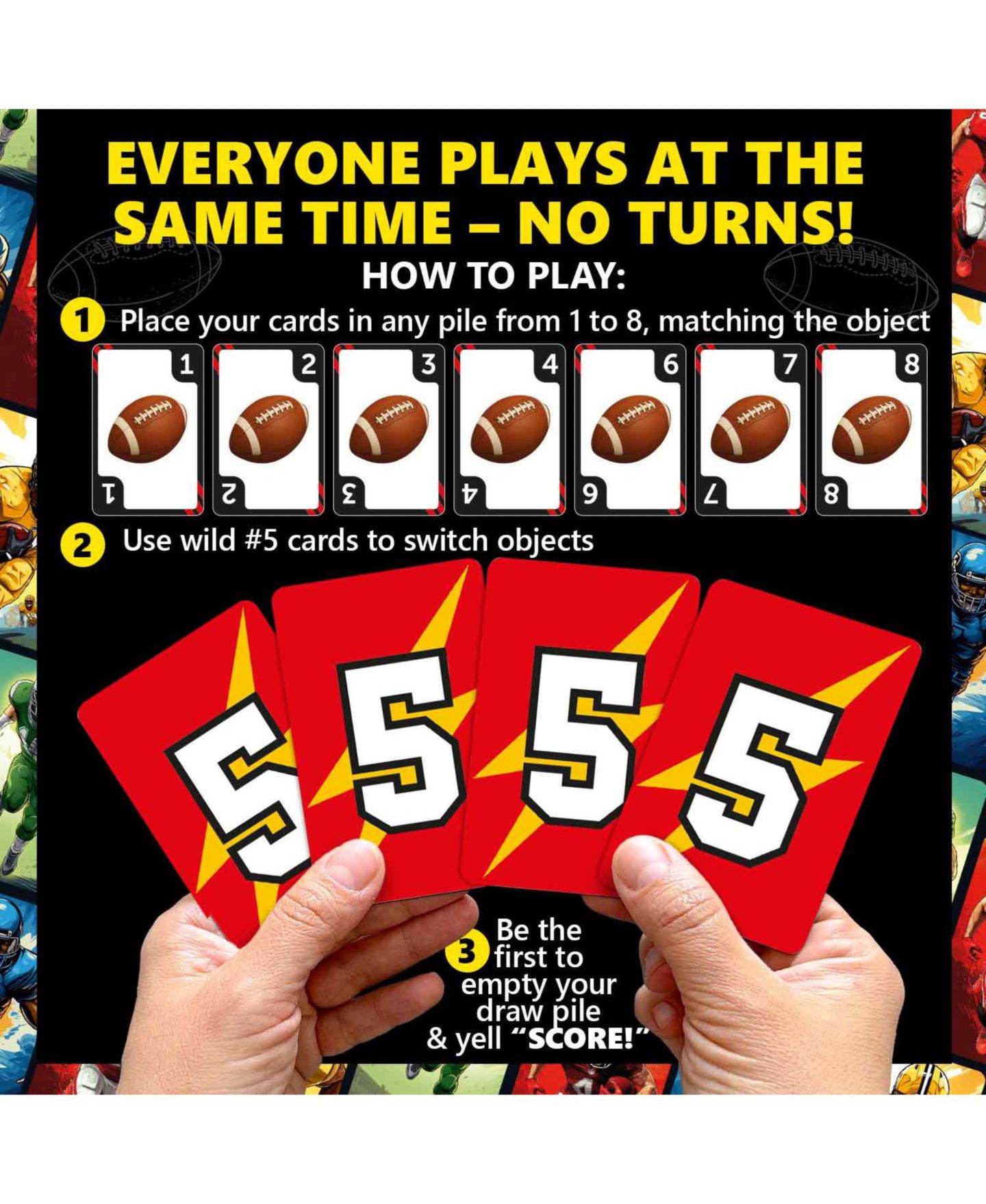 Детская карточная игра Quokka Fast-Paced Card-Matching Card Game, 128 Cards, Ages 8+, цвет: American Football — фото 4