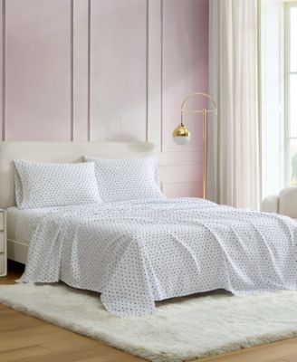Polka Dot Heart Printed Microfiber 3-Pc.Sheet Set, Twin