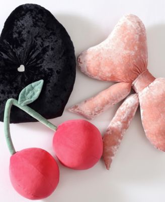 Velvet Bow Novelty Decorative Pillow, 18" X 18"