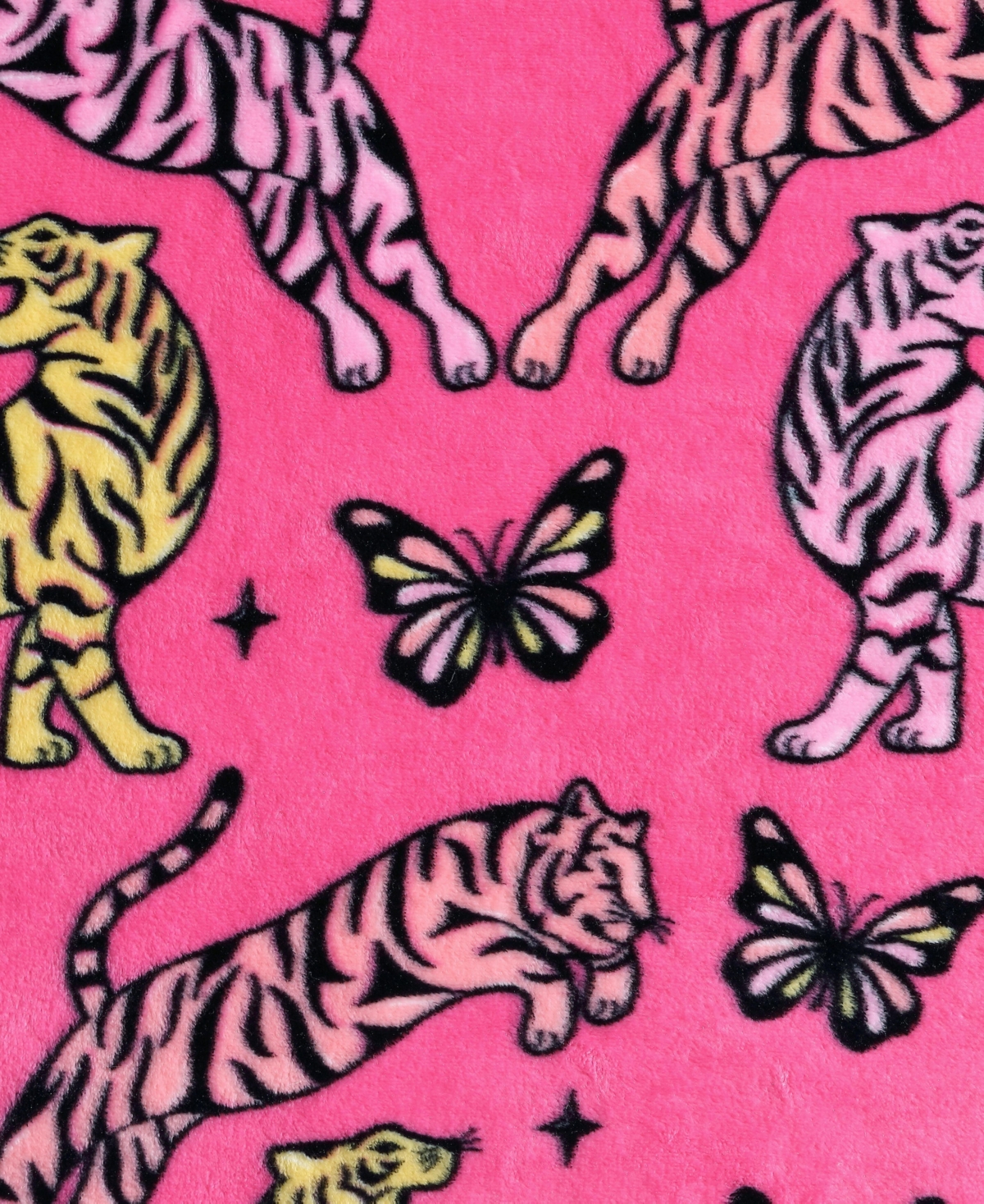 Betsey Johnson Butterfly Tiger Printed Plush Throw, 70" X 50"
