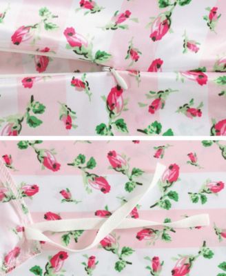 Rose Stripe Satin 3-Pc. Duvet Cover Set, King