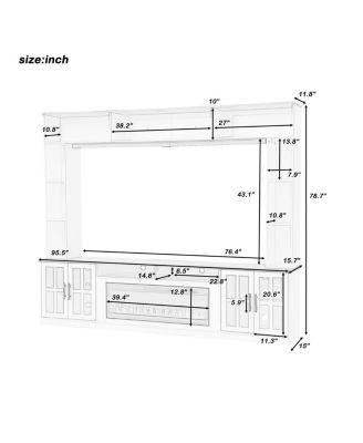  Entertainment Center with Bookshelves & Electric Fireplace for TVs up to 80