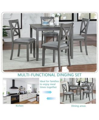 Streamdale Elegant 5-piece Wooden Dining Table Set with 4 Chairs