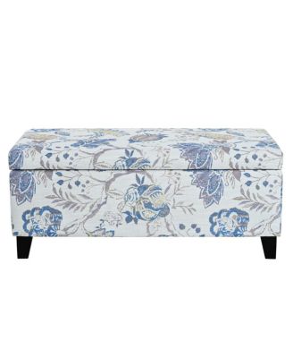 Luxury Storage Ottoman with Floral Fabric & Hidden Compartment