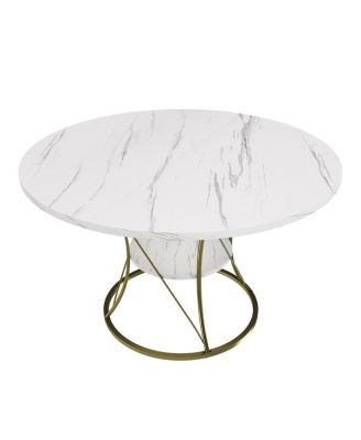 43" Round Extendable Farmhouse Dining Table w/ Storage Shelf