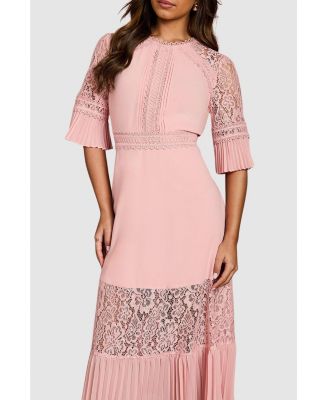 Women's Lace Insert Midi Dress