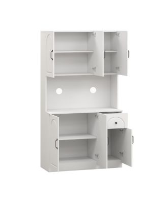 Kitchen Pantry Storage Cabinet with Microwave Oven Countertop