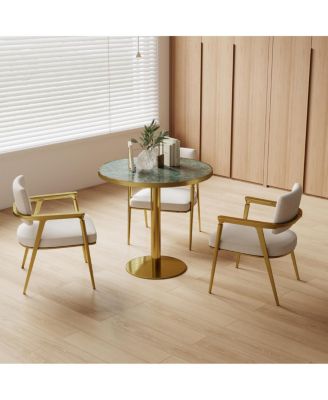 Round Modern Dining Table 31.5" Faux Marble Top Bistro Tulip Table