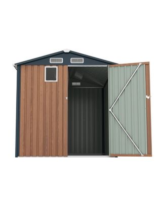 6×8FT Steel Clear Window Lockable Outdoor Storage Shed