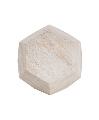 Lightweight Concrete/Travertine Hexagonal Side Table