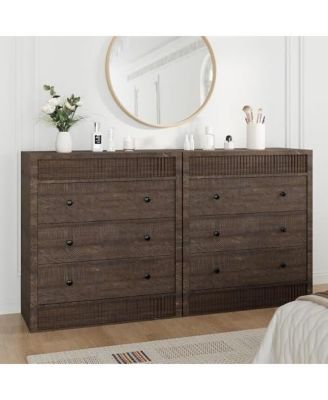 3 Drawer Dresser for Bedroom, Fluted Chest of Drawers, Modern Wooden Nightstand Storage Cabinet