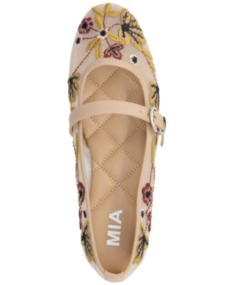 Women's Bluet Embroidered Mesh Mary Jane Ballet Flats