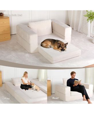 Compression Human Dog Sofa Bed, Modern Floor Couch w/Pillow