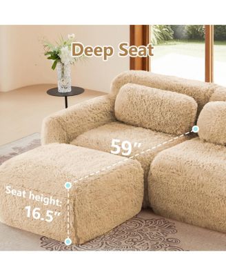 L-Shaped Soft Fluffy Plush Modular Sectional Sofa