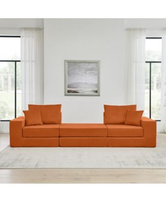 Modular Cloud Sectional Couch, Modern L-Shaped Sofa with Ottoman
