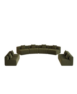  Chenille Curved Sectional Sofa with 8 Pillows and Modular Seats