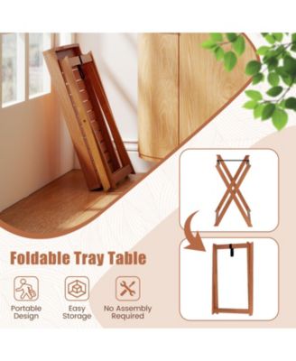 Patio Solid Wood Tray Table w/ Removable Top Rectangular TV Tray Bistro Table