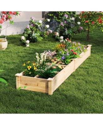 Raised Garden Bed Wooden Elevated Planter w/2 Planter Boxes 7 Compartments