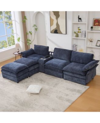 U Shaped Modular Sectional Sofa with Storage, Charging, Speakers & More