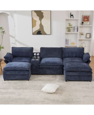 U Shaped Modular Sectional Sofa with Storage, Charging, Speakers & More